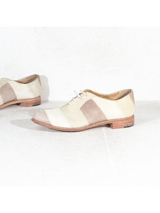 The Office Of Angela Scott Shoes - The Office of Angela Scott Mr. Smith Striped Suede Oxfords Womens 39